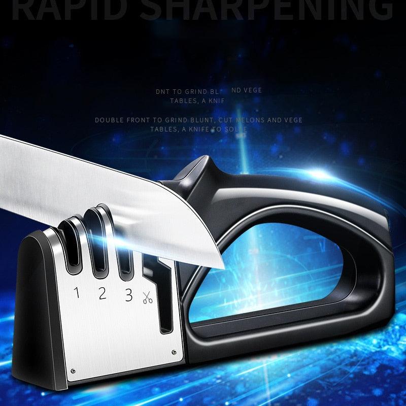 Diamond Coated 4 in 1 Knife and Scissors Sharpener-Kitchen & Dining›Kitchen Knives & Cutlery Accessories›Knife Sharpeners›Manual Knife Sharpeners-Très Elite-Model M003 Red-China-Très Elite