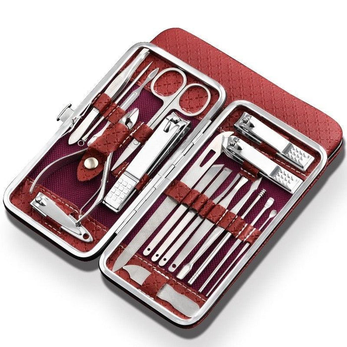 Luxurious 19-Piece Stainless Steel Manicure and Pedicure Kit with Ingrown Toenail Trimmer for Professional Grooming