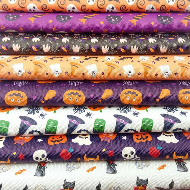 Halloween Themed PU Leather Craft Sheets - Essential for Spooky DIY Projects 🎃