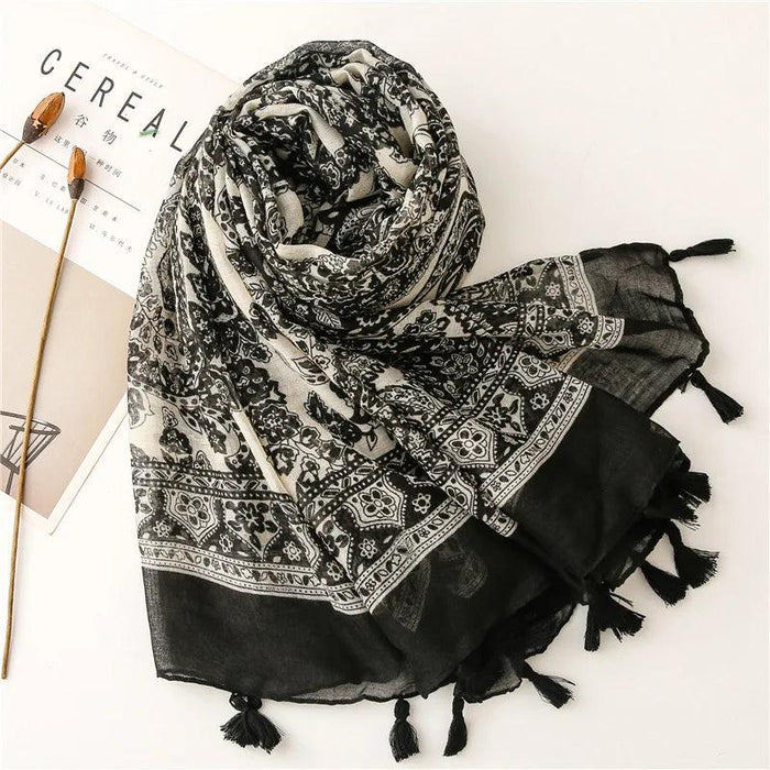 Luxurious Blue Porcelain Cashmere Blend Shawl - The Perfect Accessory for Any Occasion