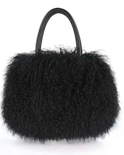 Opulent Wool & Fur Handbags: Exquisite Blend of Mongolian, Australian, and Tibet Lamb Textures