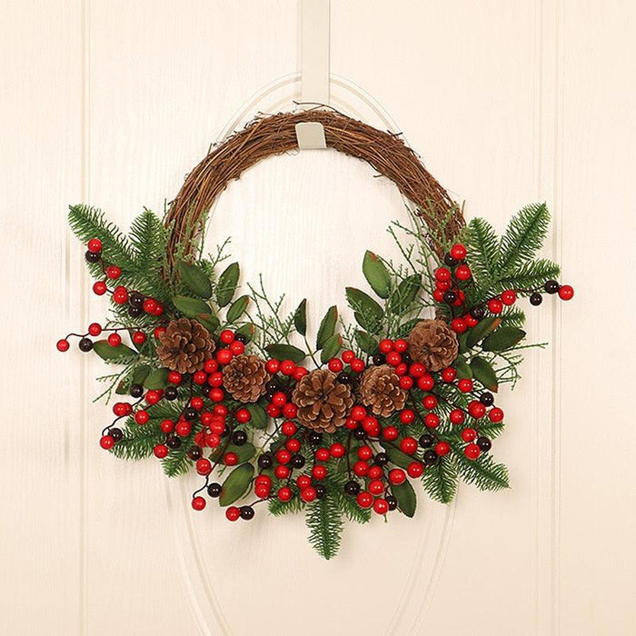 Rustic Christmas Wreath Making Kit with Pine Cones and Berry Accents