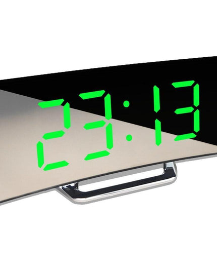 Sleek Curved LED Digital Alarm Clock with Thermometer and Custom Snooze Settings