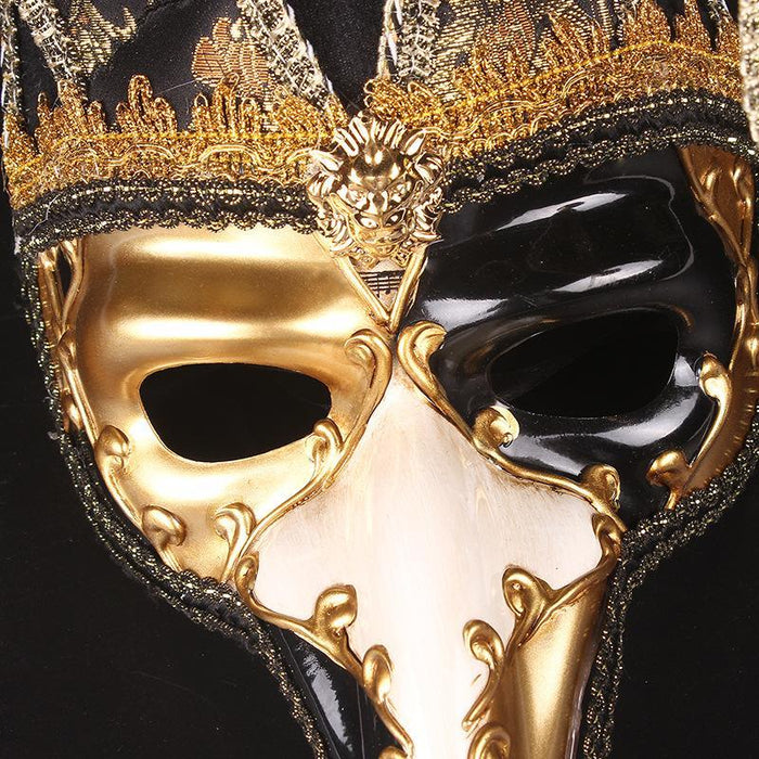 Plastic Half Face Venetian Masquerade Mask for Men with Bells - Mardi Gras Party Ball Halloween Cosplay Mask Costume Maski