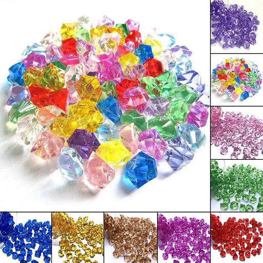 150pcs Colorful Acrylic Plastic Transparent Stone Crystal Rocks Vase Filler Artificial Color Fish Tank Home Wedding Decorations