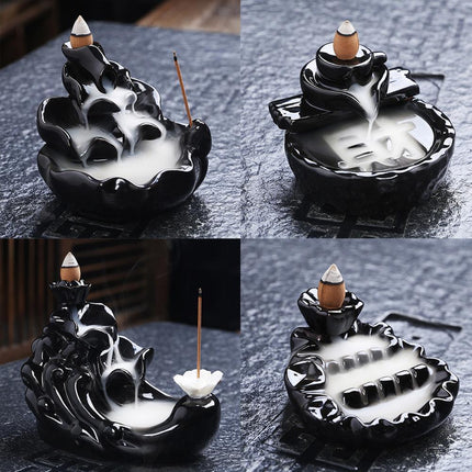 Tranquil Cascade Ceramic Incense Burner for Home Aromatherapy and Relaxation