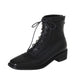 Winter Chic Lace-Up Leather Boots with Chunky Heels - Women's Stylish Footwear