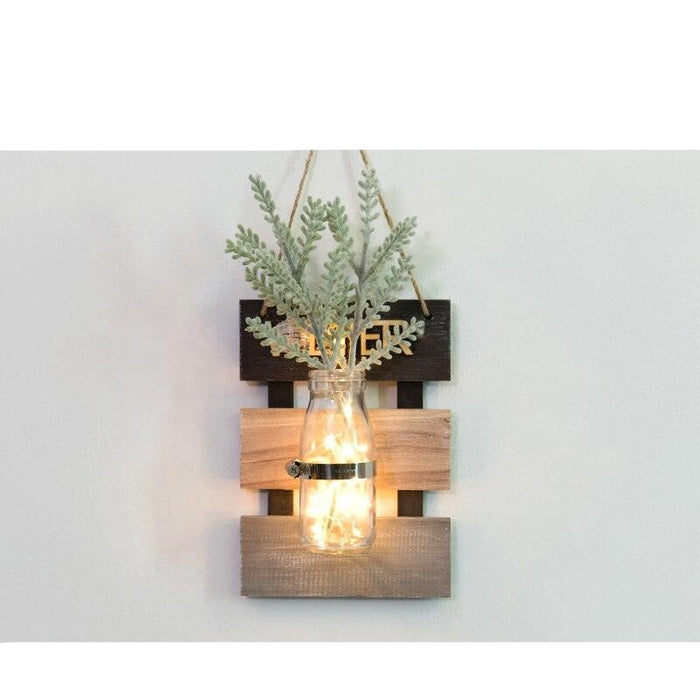 Glass and Wood Wall Hanging Hydroponic Planter with Scindapsus Flower Pot