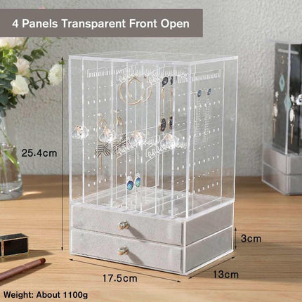 Jewelry Display Case with Adjustable Panels and Dust-Proof Protection