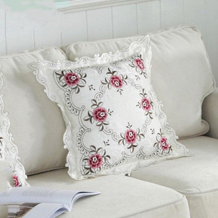 Chic Floral Embroidered Cushion Cover