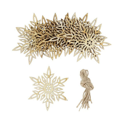 Wooden Snowflake Chip Ornaments - Cheerful Set of 10 for Holiday Celebrations