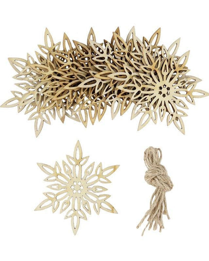 Wooden Snowflake Chip Ornaments - Cheerful Set of 10 for Holiday Celebrations