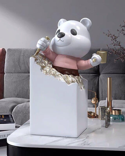 Elegant Light Luxury Bear Figurine for Stylish Home Accents