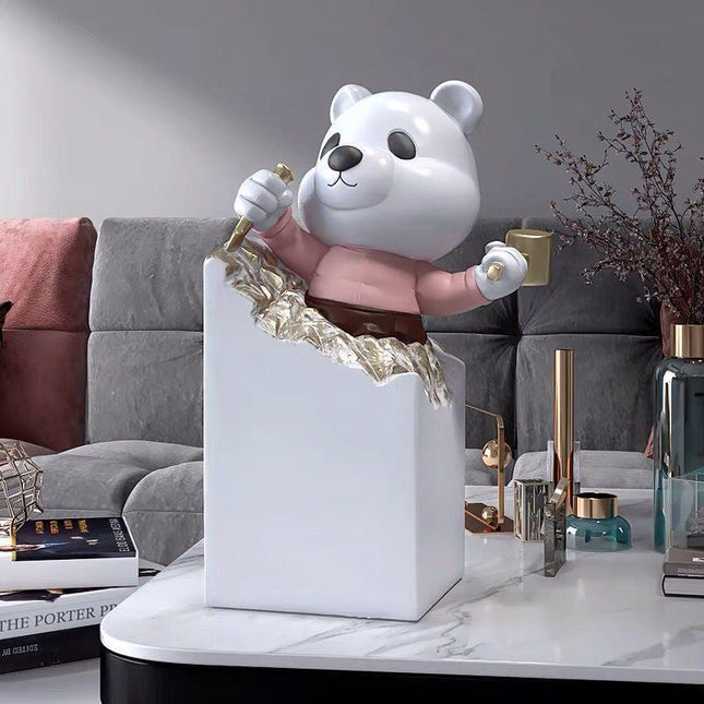 Elegant Light Luxury Bear Figurine for Stylish Home Accents