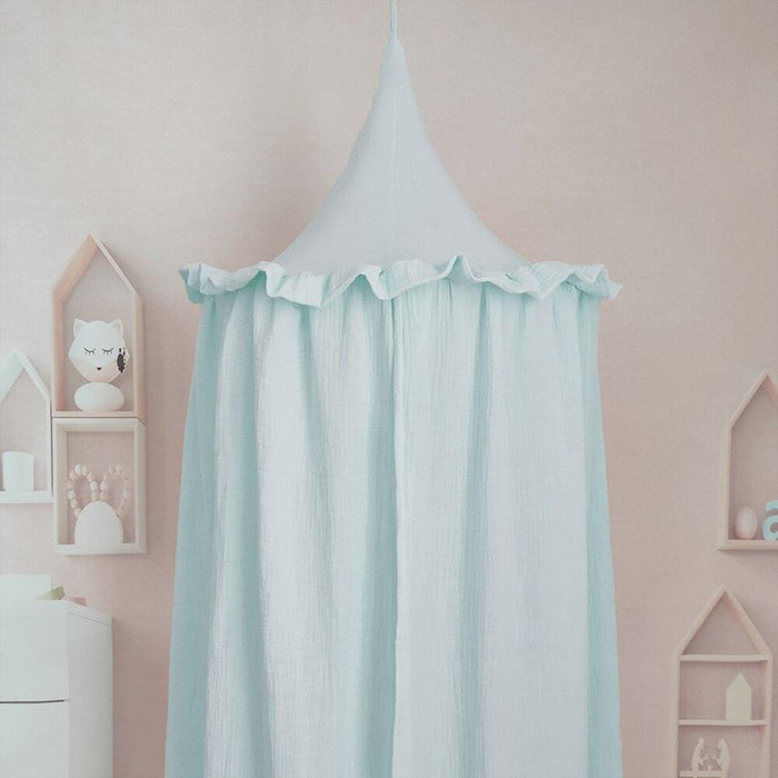 Enchanting Handmade Muslin Cotton Canopy with Frills for Children's Sanctuary