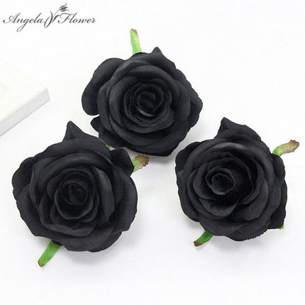 Chic Black Rose Tulip Latex Floral Arrangement - Set of 15 Handcrafted Elegance