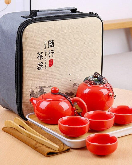 Elegant Handcrafted Ceramic and Metal Tea Ceremony Set with Decorative Tray - Essential for Tea Lovers