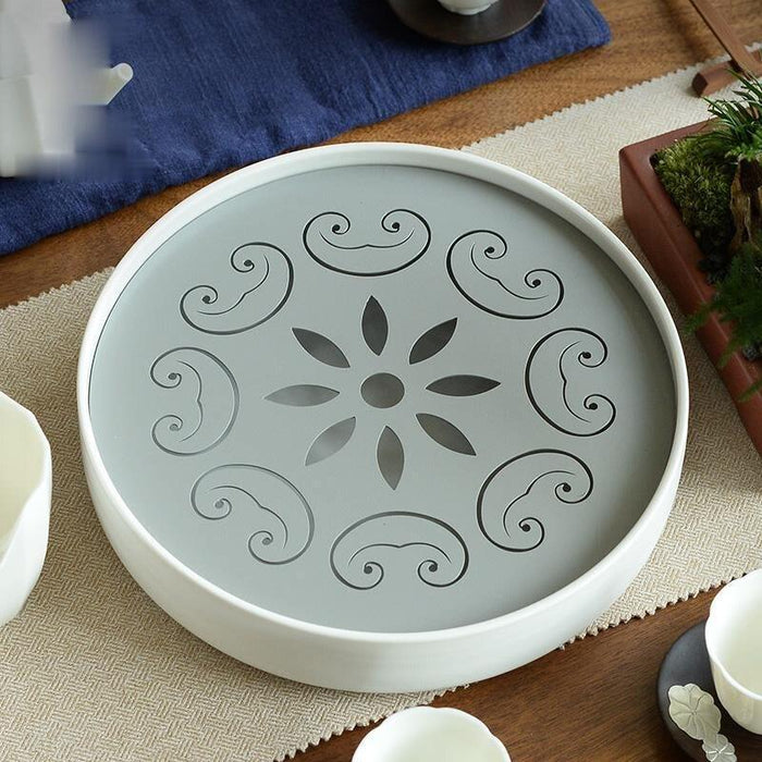 Sophisticated Ceramic Metal Tea Tray & Kung Fu Tea Set - A Blend of Heritage and Elegance