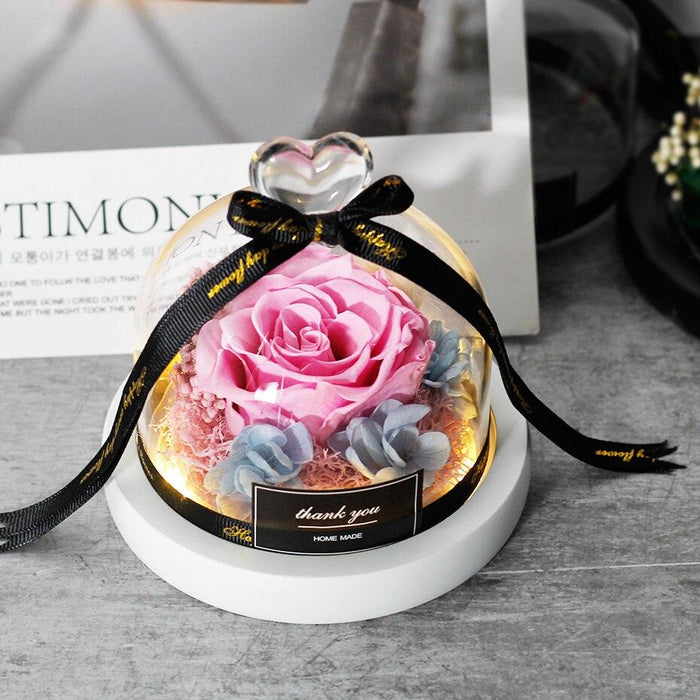 Luxurious Glass Rose Dome Lamp - Elegant Gift for Valentine's Day