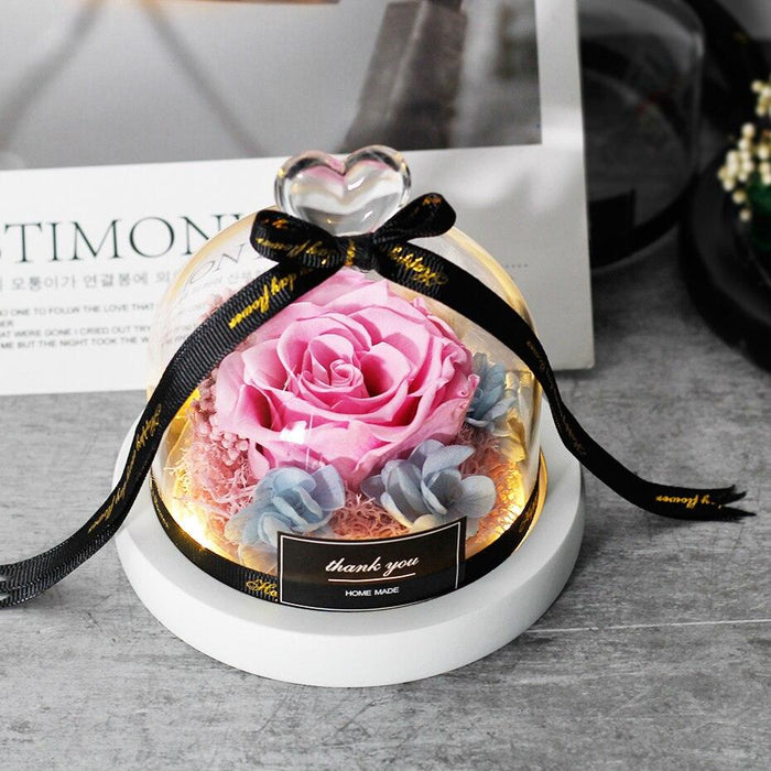Captivating Glass Rose Lamp in Elegant Dome - A Cherished Emblem of Love
