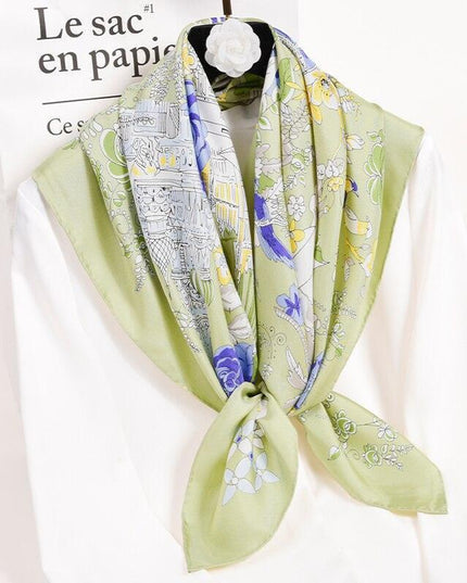 Hangzhou Elegance 100% Silk Square Scarf - Classic Timeless Design