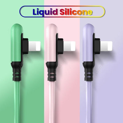 Ergonomic 90-Degree Liquid Silicone iPhone Rapid Charge Cable - Available in Multiple Lengths