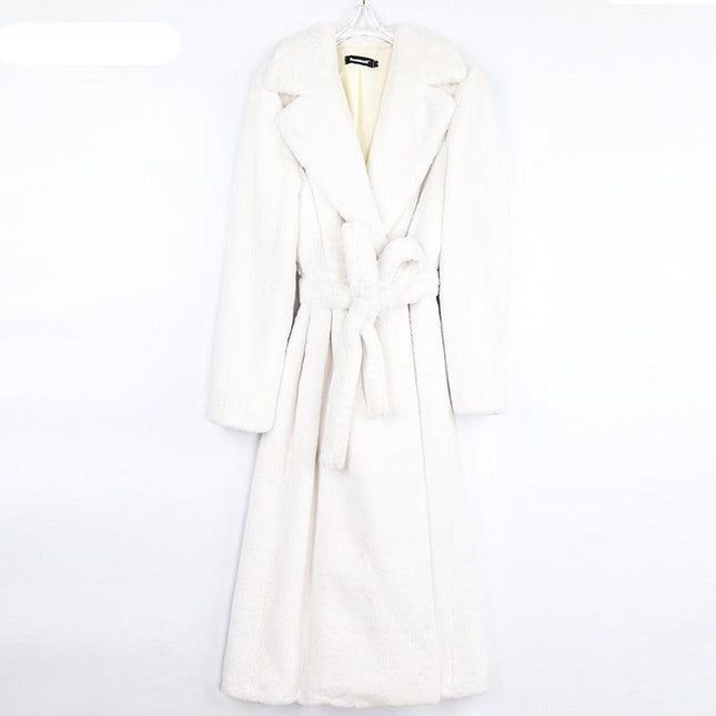Chic Winter Luxe: Korean-Style Faux Fur Long Coat for Fashion Forward Individuals
