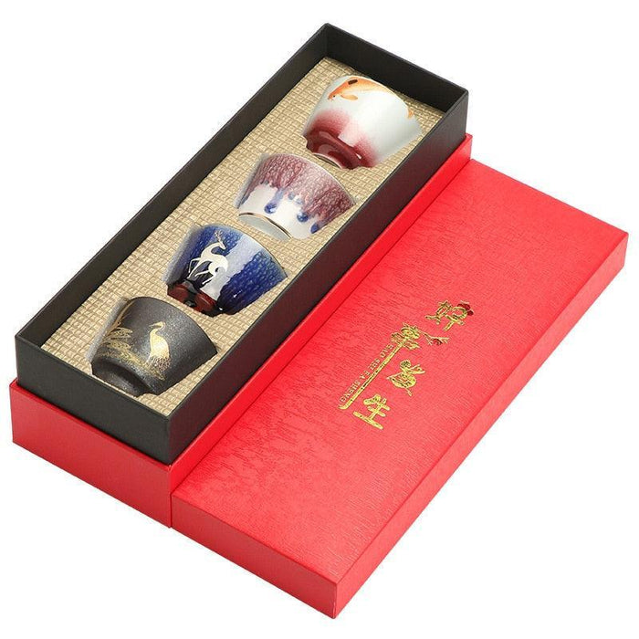 Japanese Serenity Tea Cup Set - Elegant 4-Piece Collection for Tea Lovers