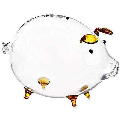Transparent Glass Piggy Bank - Elegant Coin Collection and Wealth Display