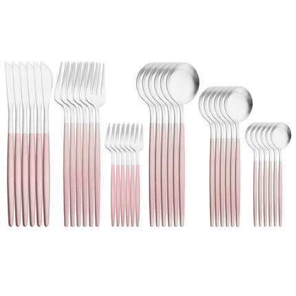 Elegant Matte Black and Gold 36-Piece Stainless Steel Cutlery Collection