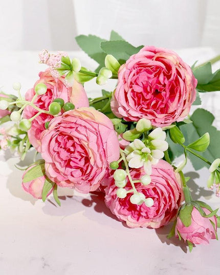 Stunning Lifelike Pink Peony Silk Floral Bouquet - Ideal for Weddings and Creative Projects
