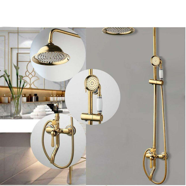 Luxurious Golden Opulence Brass Rainfall Shower Set