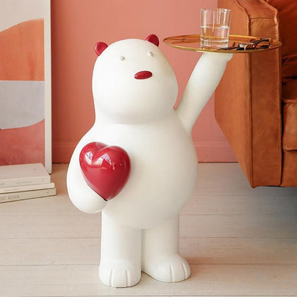 Whimsical White Bear Key Holder with Tray - A Stylish Addition to Your Home Decor