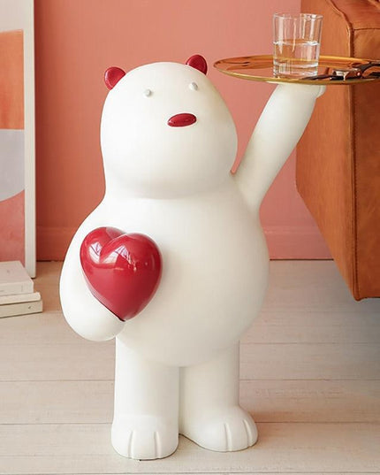 Whimsical White Bear Key Holder with Tray - A Stylish Addition to Your Home Decor