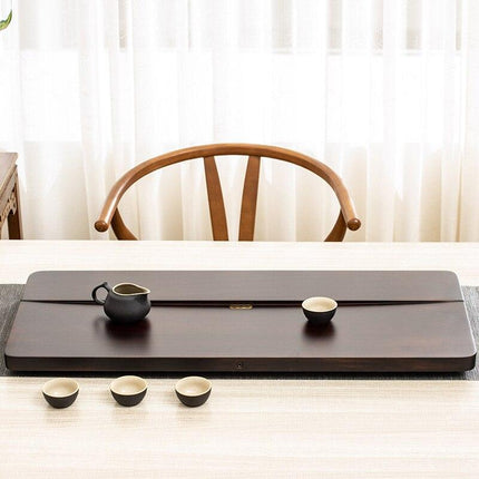 Elegant Dual-Purpose Wooden Tea Tray and Display Table for Discerning Tea Enthusiasts