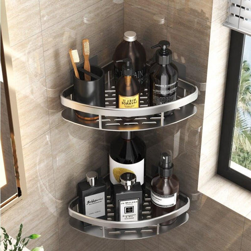 Luxurious Space Aluminum Bathroom Caddy: Elegant Wall-Mount Storage Solution