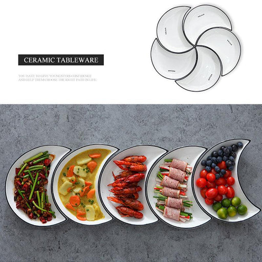 Elegant Artisan-Crafted Set of Moon-Shaped Ceramic Plates for Stylish Dining