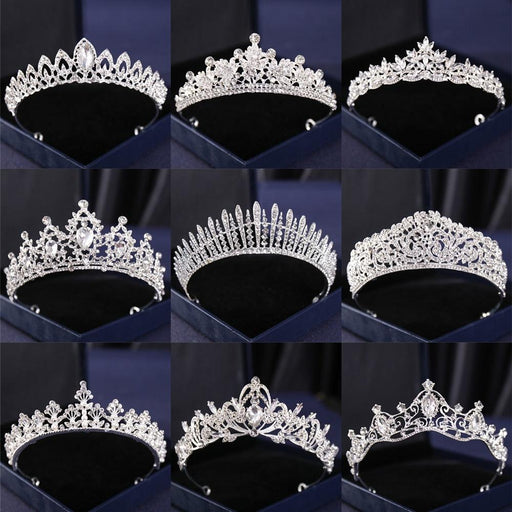 Silver Sparkle Crown Tiara - Exquisite Hair Accessory for Special Occasions