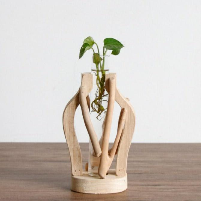 Artisanal Wooden Vase with Exquisite Decor Enhancements