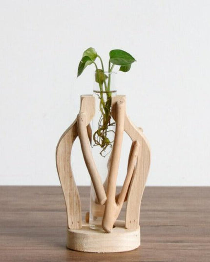 Artisan Crafted Wooden Vase with Unique Design