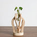 Rustic Wooden Vase adorned with Delicate Floral Details