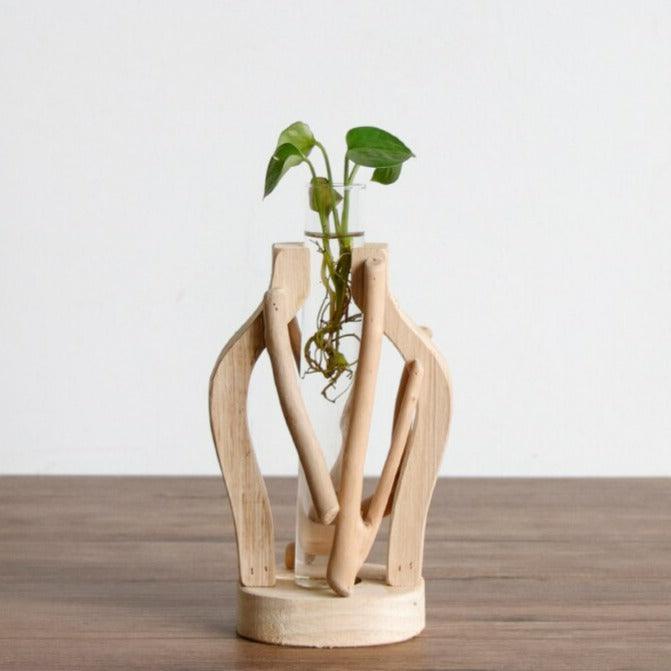 Artisan Crafted Wooden Vase for Chic Home Accents