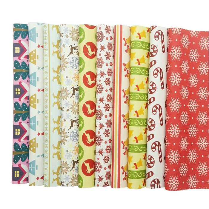 Holiday-themed PU Bow Fabric Sheets with Cute Cartoon Animal Prints - Perfect for Crafting Hair Accessories