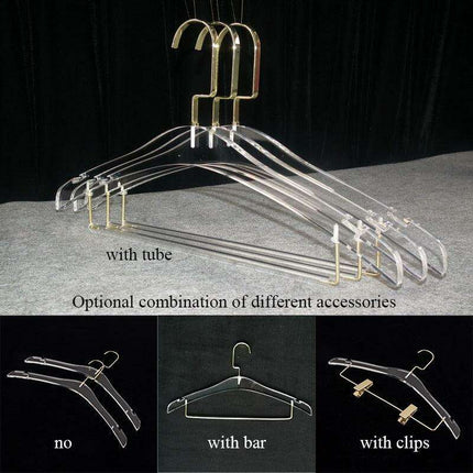 Stylish Acrylic Hanger Set with Attached Hanging Bar for Closet Organization
