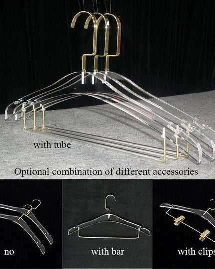 Stylish Acrylic Hanger Set with Attached Hanging Bar for Closet Organization