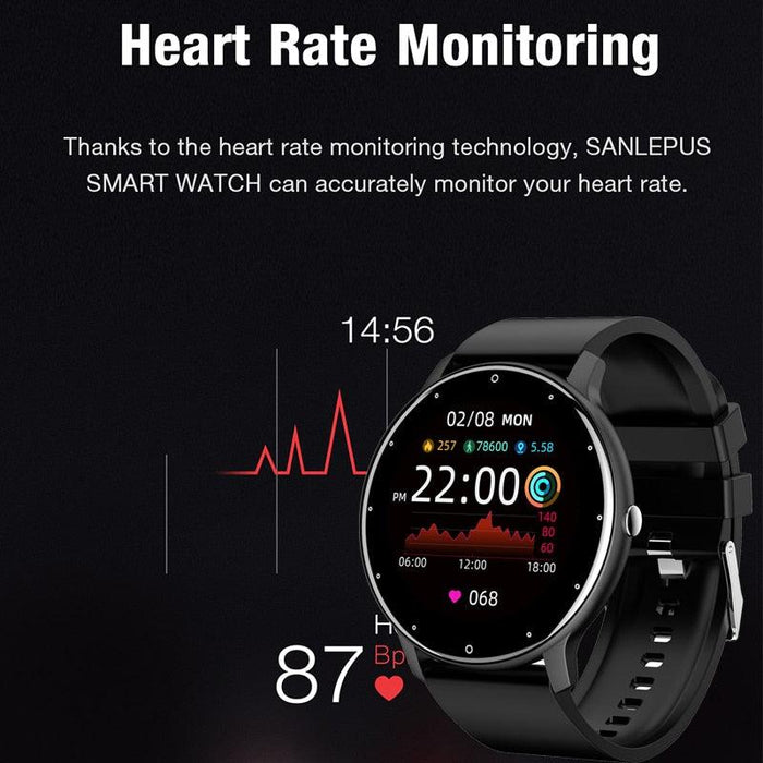 LIGE 2023 Men's Touch Screen Fitness Smart Watch: Health Tracker with IP67 Waterproof and Long-Lasting Battery
