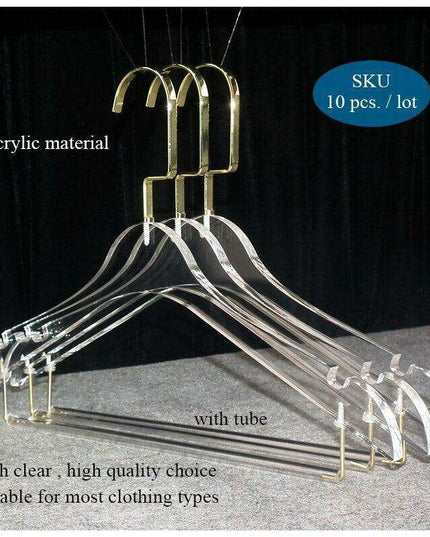 Stylish Acrylic Hanger Set with Attached Hanging Bar for Closet Organization