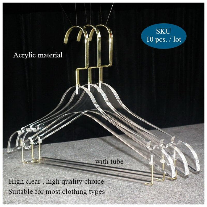 Stylish Acrylic Hanger Set with Attached Hanging Bar for Closet Organization