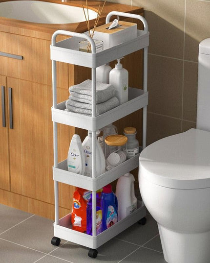 Sleek Mobile Rolling Storage Cart with Innovative Millive Wheel Design - Smart Shelving Solution