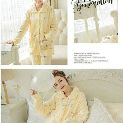 Playful Cartoon Flannel PJs for Women – Ideal for Cozy Winter Nights